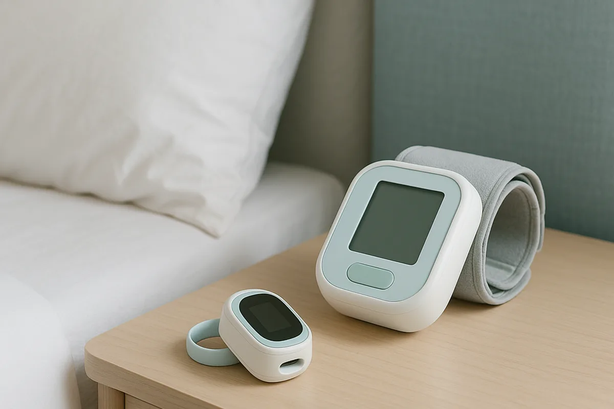 Home-Wellness-Geräte vor ruhigem Hintergrund
